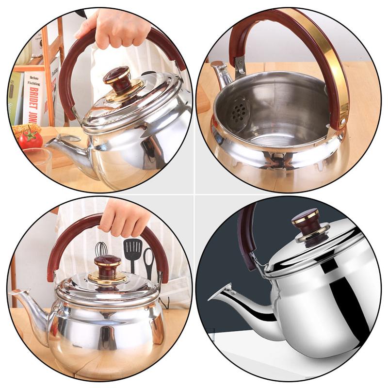 1pc Home Stainless Steel Teakettle Kitchen Whistle Boiling Water Kettle Thickening Sound Gas Gas Gas Induction Cooker Teapot