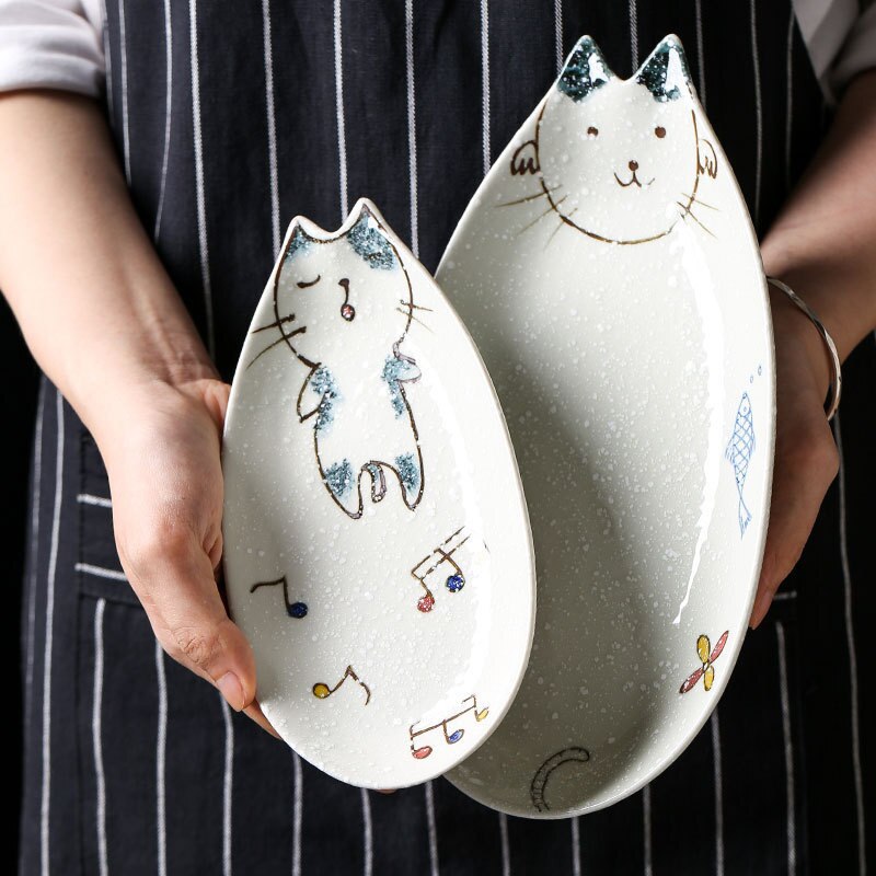 Søde tegneserie kat retter japansk stil skål madlavning serveringsfad originalitet keramik sushi soja dyppetallerken