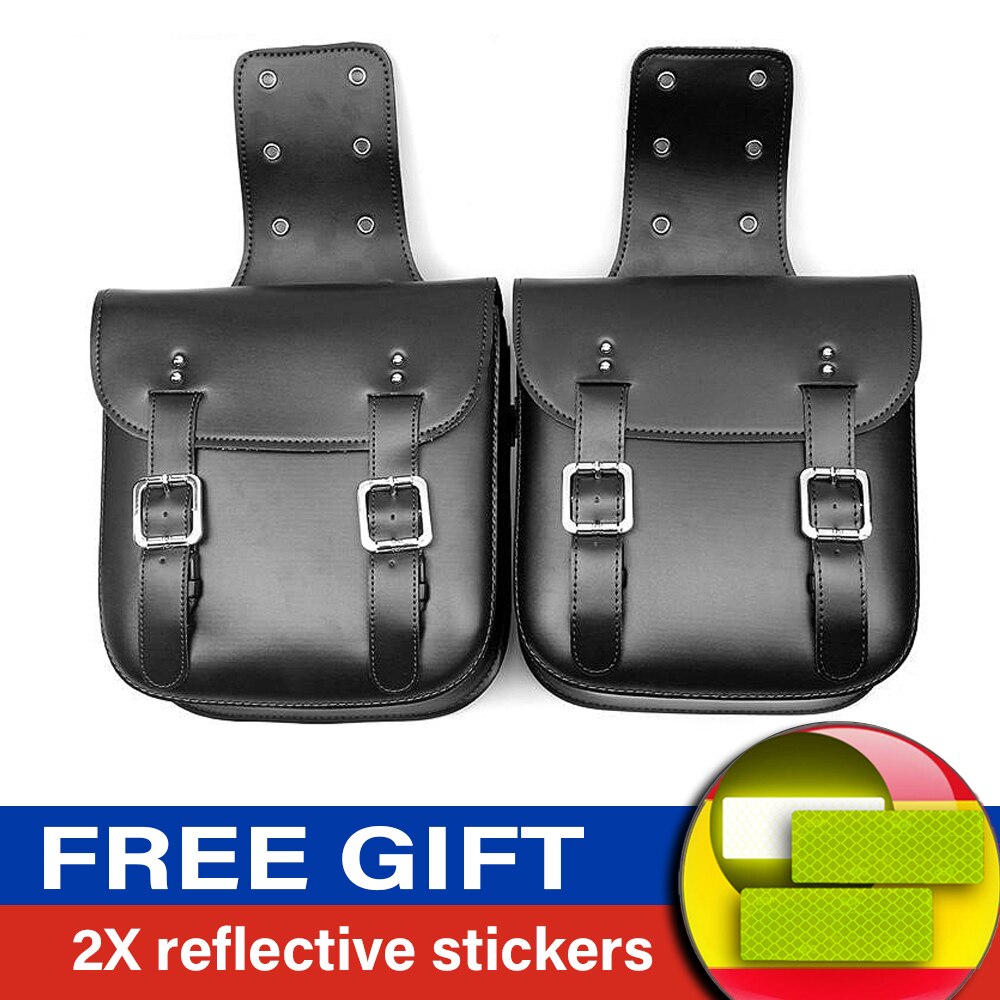 Motorfiets Pu Lederen Tassen Motorbiker Grote Capaciteit Bagage Bagage Rijden Winkel Tooling Zadeltassen: 2PCS Black