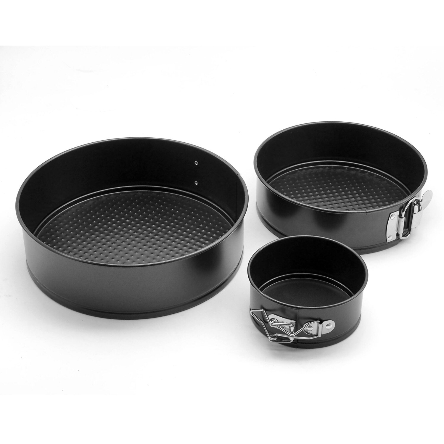 Lot de 3 antiadhésif ressort forme gâteau rond cuisson cuisson cuisson plateau en fer blanc Pan ustensiles de cuisson