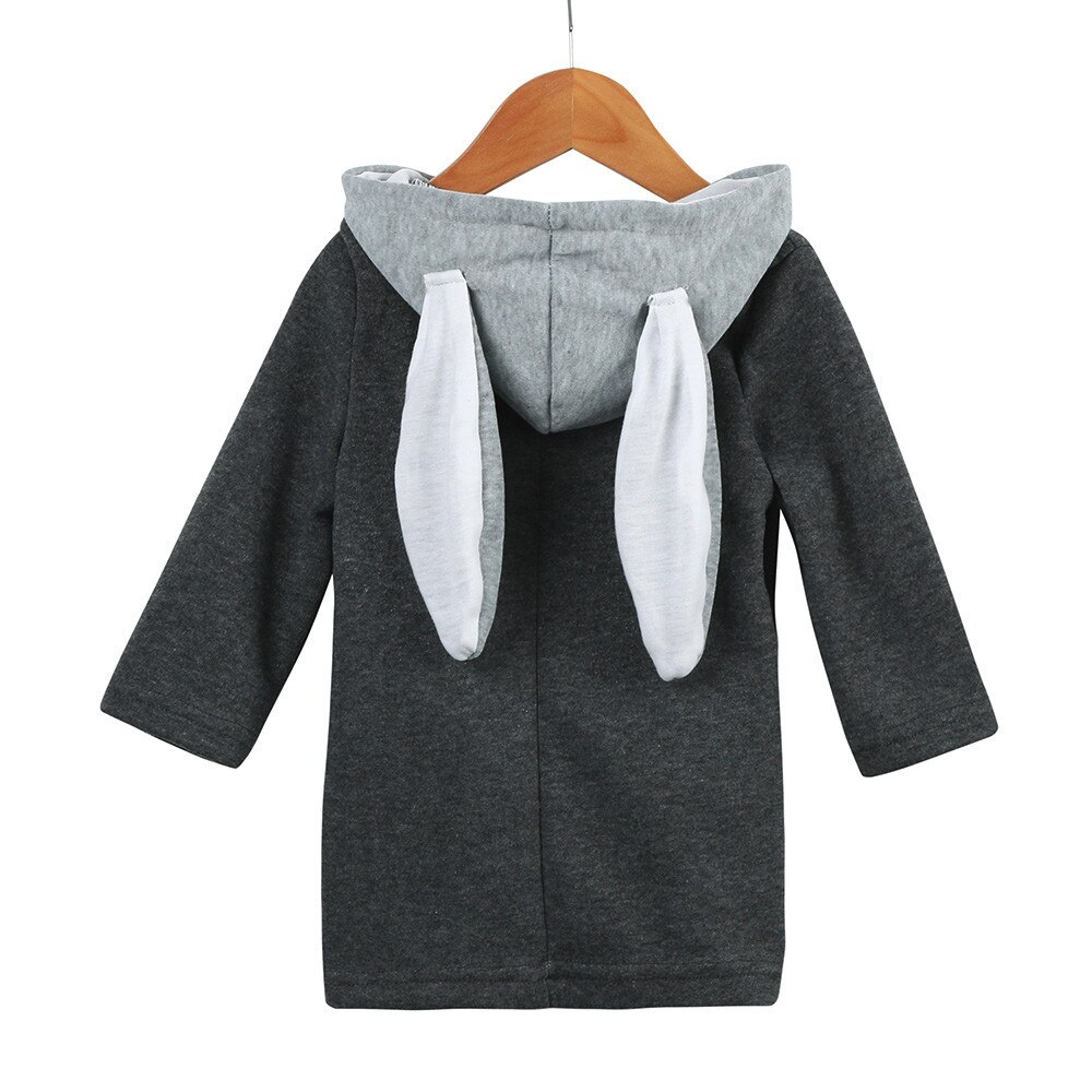 Kinderen Hoodies Jasje Leuke Baby Herfst Winter Kapmantel 3D Konijn Oor Jacket Dikke Warme Kleding Kinderen Bovenkleding 1-8T: Grijs / 6-7 Years