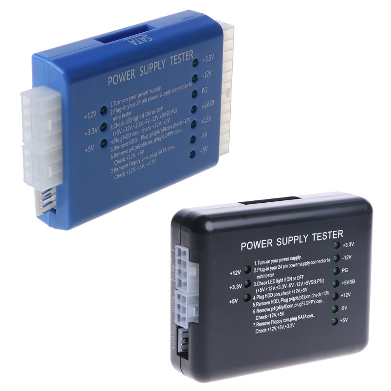 Pc 20/24- stift psu sata strömförsörjningstestare saus blå 28tc