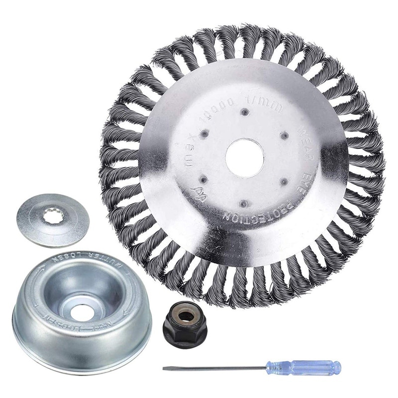 Remplacement de tête de coupe de coupeur de tête de coupe de 8 pouces avec le Kit d'adaptateur pour les tondeuses de ficelle de STIHL, enlèvement de rouille, brosse s'adapte pour Pavi