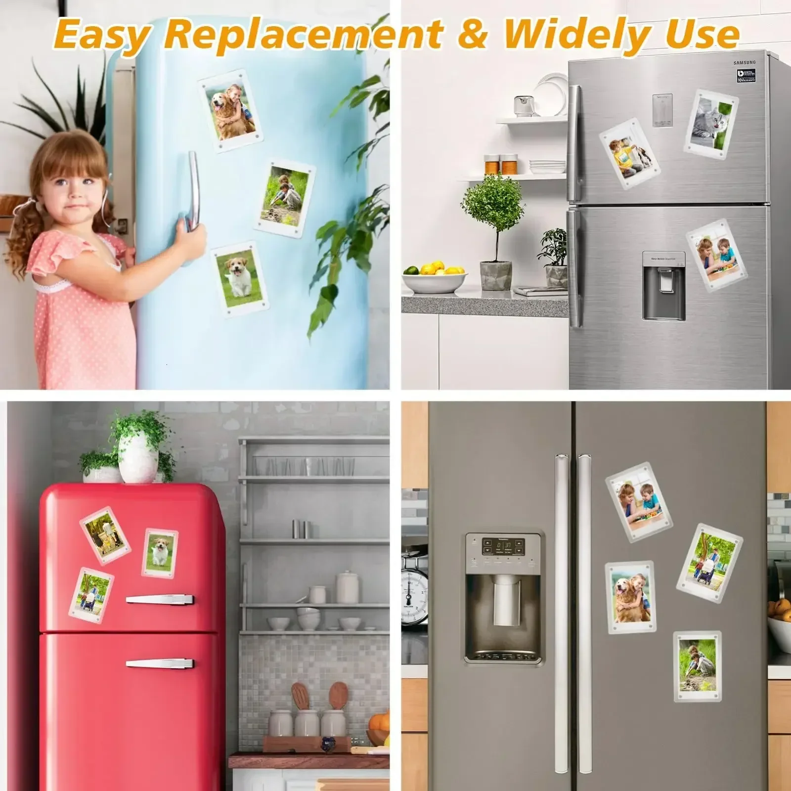 Magnetischer Bilderrahmen aus Acryl, Mini-Fotorahmen für den Kühlschrank, doppelseitiger Magnet, Brieftaschengröße, geeignet für Polaroid-Folie