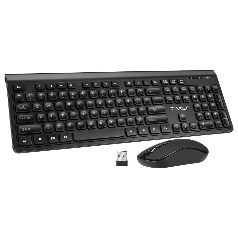 2.4G Wireless Keyboard and Mouse Set Desktop Computer and Home Office Retro Round Keycap Silent Keyboard Mouse Combo Set: Default Title
