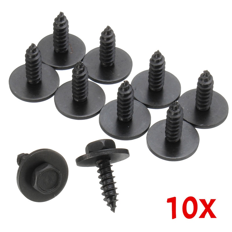 10 PCS Self Tapping Screw and Washers Self Tapping 4.8 x 19 mm Black 8mm Hex Head For BMW