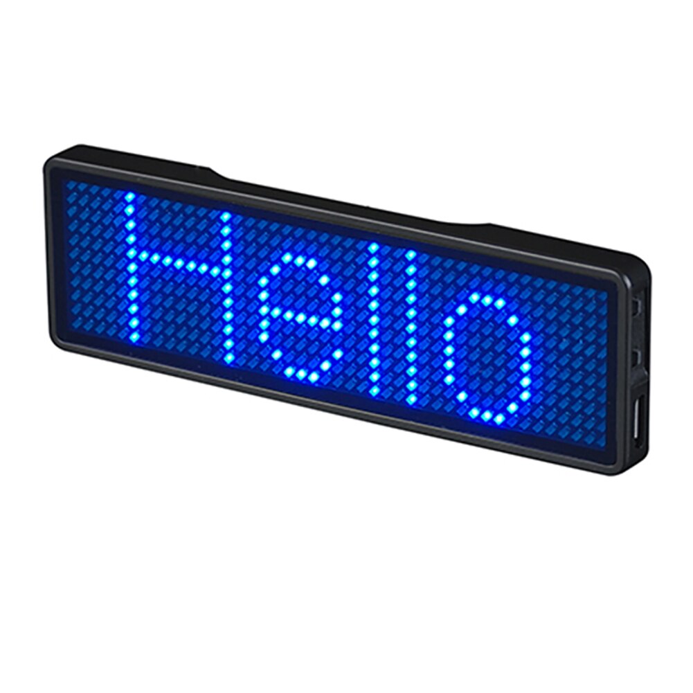 LED Rechargeable Bluetooth Digital Badge Insignia DIY Programmable Scrolling Message Board Mini LED Display Name Tag Message: Blue