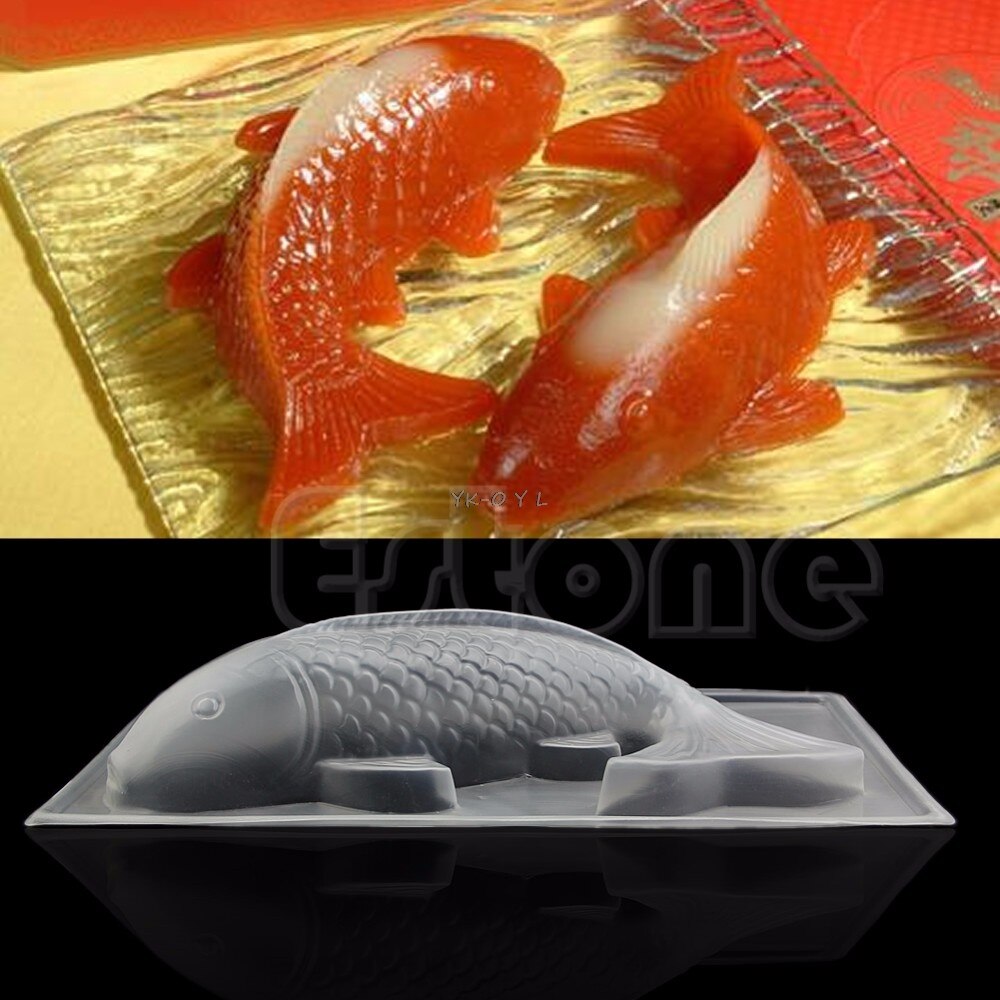 1pc diy 3d medium koi fisk plastkage chokoladeform gelé håndlavet sugarcraft form 28cm x 17.5cm