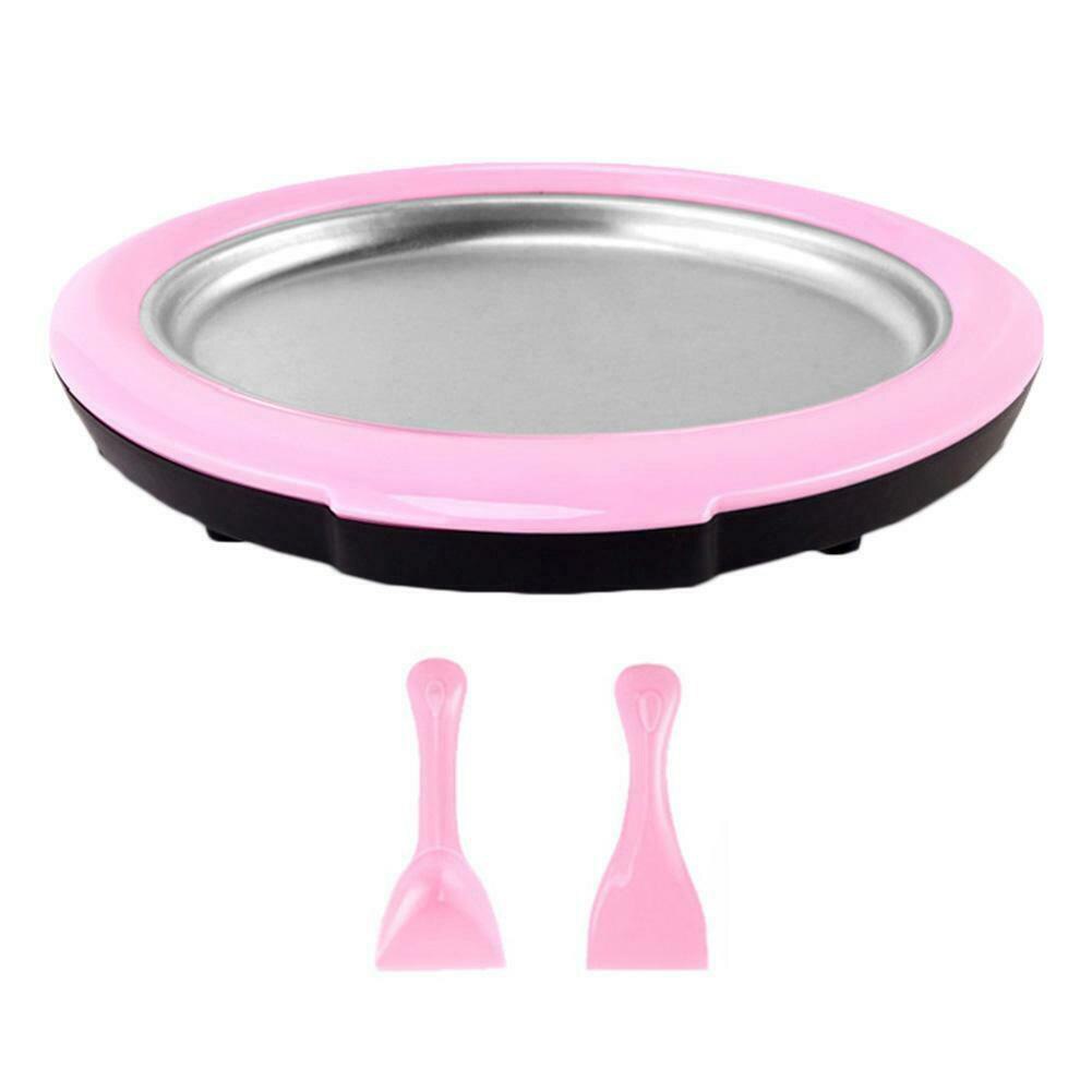 Gebraten Joghurt Maschine Haushalt Sommer DIY Nachtisch Vorbereitung Eis Rollen mit 2 Spatel Eis Teppanyaki Platte für Erwachsene freundlicher: Rosa