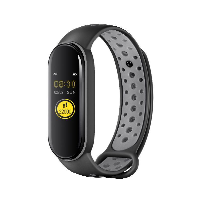 M6 pro smartband-uhren für damen und herren mit herzfrequenzmesser, blutdruckmessgerät, schlafüberwachung, schrittzähler und smart-armband für android und ios: Grau