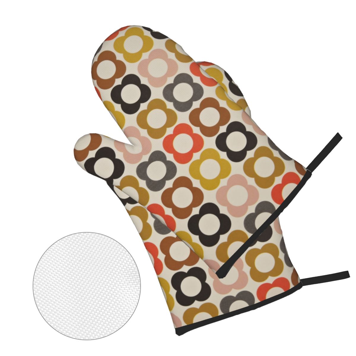 Orla Kiely Oven Mitts and Pot Holders 4pcs Set Heat Resistant Style BBQ Kitchen Gloves for Cooking Baking Grilling Potholder