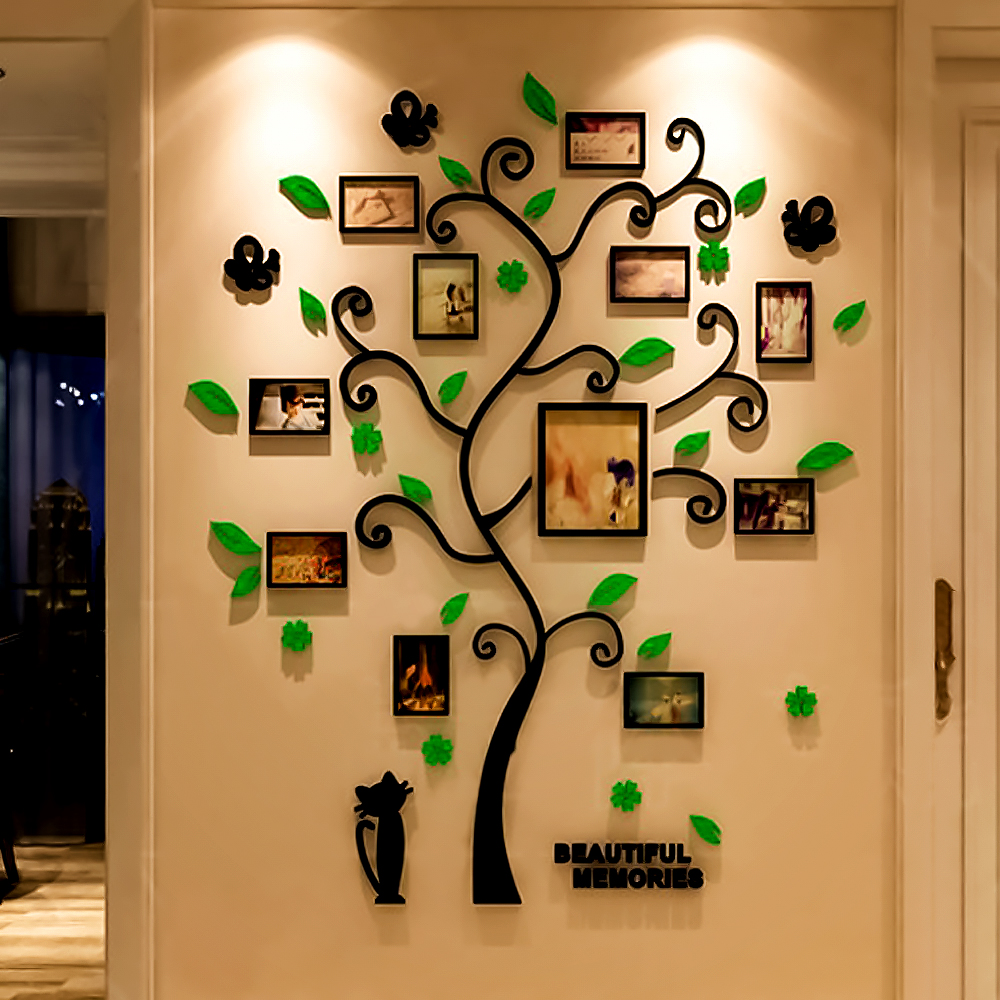 3d akryl krystal wallstickers stue soveværelse hyggelige billeder træ stickers 82.4cm*100cm /156cm*190cm: Mørkegrøn / 82.4 x 100cm