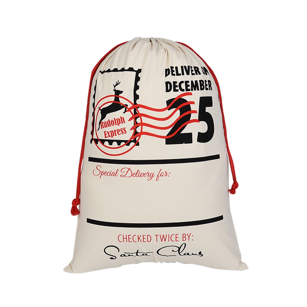 Kerstsok Bag Koord Snoep Speelgoed Houder Organizer Doek Pouch: F