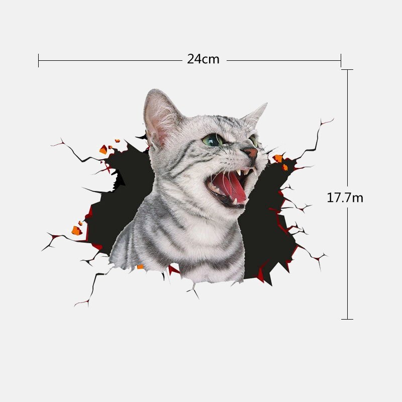 Adhesivo de gato para pared de varios gatitos bonitos viñetas de animales 3D vívido chico de bebé habitación decoraciones de baño Peel & Stick pegatina de inodoro