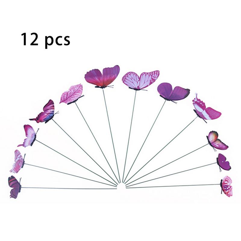 12Stck Simulation Schmetterling Stange Blumentopf Vase Gartenarbeit Bonsai Bonsai Für drinnen Garten GrüNe Pflanze Dekoration: Violett