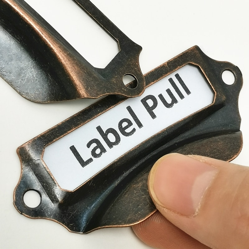 5 Stks/partij Antiek Messing Brons Metalen Label Pull Frame Handvat Bestand Naam Kaarthouder Voor Meubels Kast Lade Doos case Bin