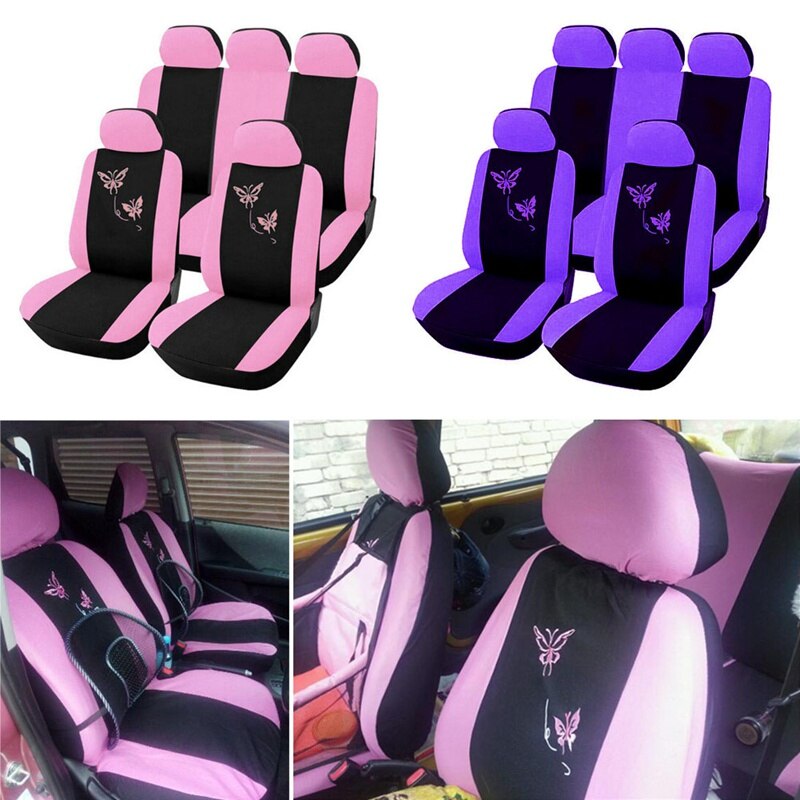 4/9 Stks/set Universele Auto Stoelhoezen Vlinder Borduurwerk Auto-Styling Vrouw Stoelhoezen Auto Interieur Accessoires