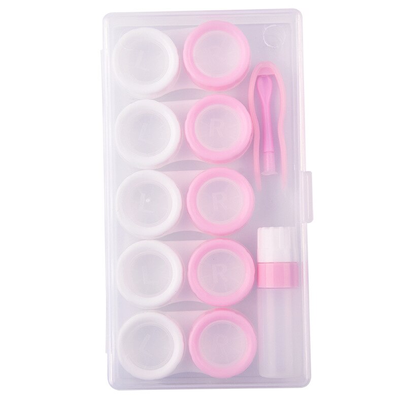 5 Pairs Contact Lens Case Eye Contact Lens Box Women Travel Contact Lenses Case Soak Container Lenses Box for Beauty Pupil: pink white