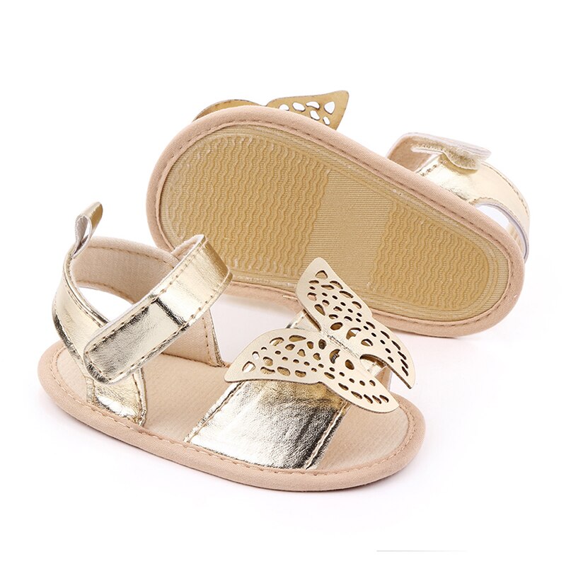 Sandalias de verano bonitas con de mariposa para niños y niñas, zapatos de piel sintética suave para niños pequeños, sandalias para primeros pasos, niños y niñas