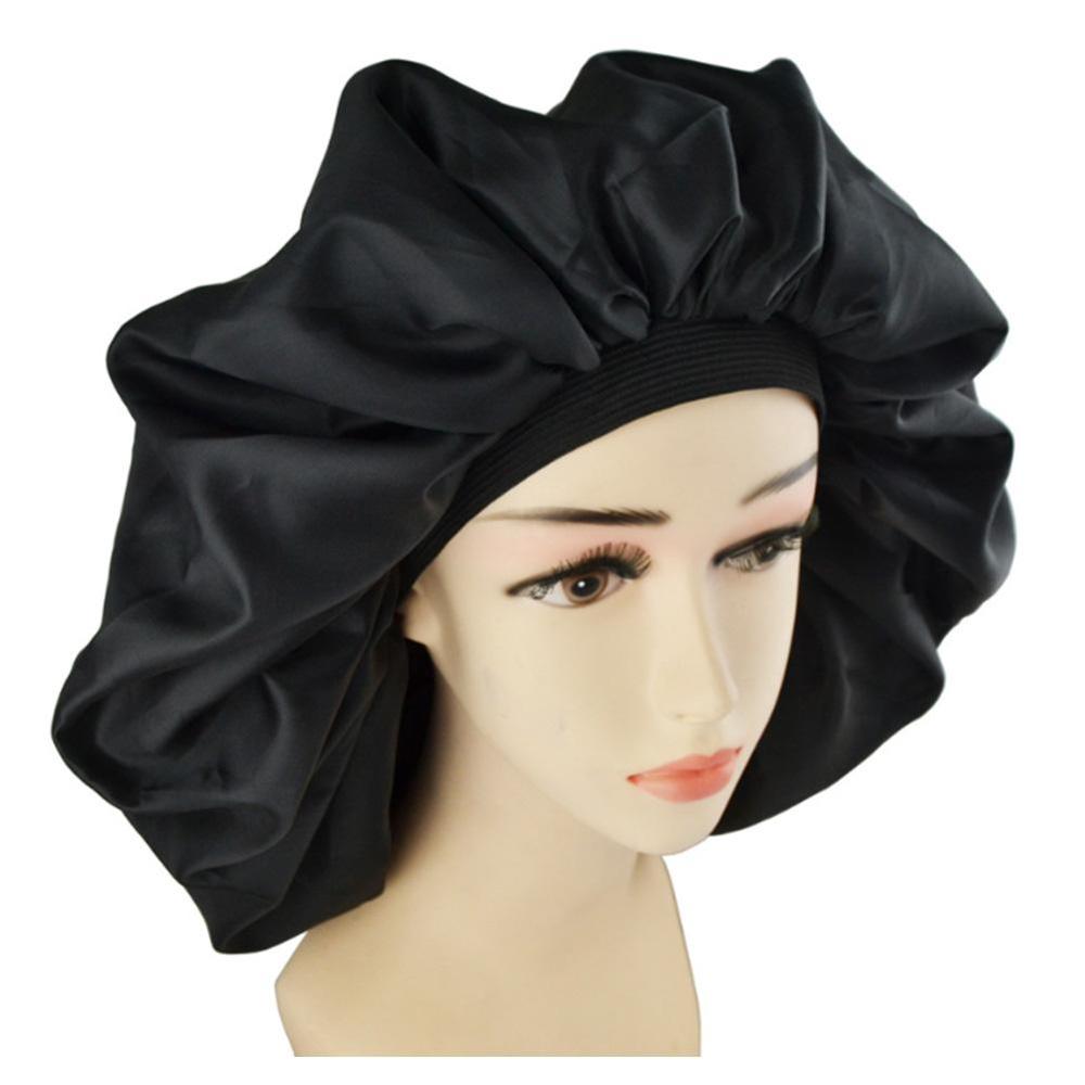 Super Giant Sleep Cap Waterproof Shower Cap Female Hair Care Large Satin Silk Bonnet Luxurious Fabric Sleep Cap
