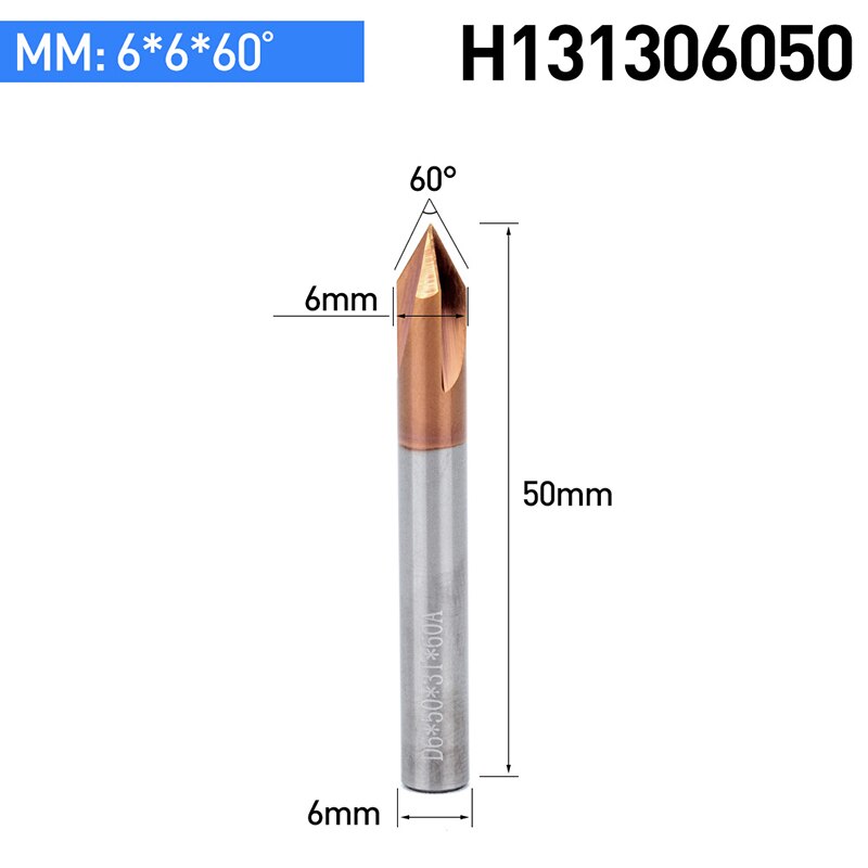 HUHAO 1PC Tungsten Carbide Straight Groove Chamfering Milling Cutter 60 /90 /120 Degrees CNC Tool For Engraving Machine End Mill: H131306050