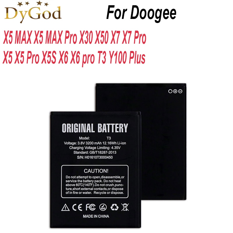 Batería para teléfono Doogee X5 MAX X5 MAX Pro X30 X50 X7 X7 Pro, para Doogee X5 X5 Pro X5S X6 X6 pro T3 Y100 Plus