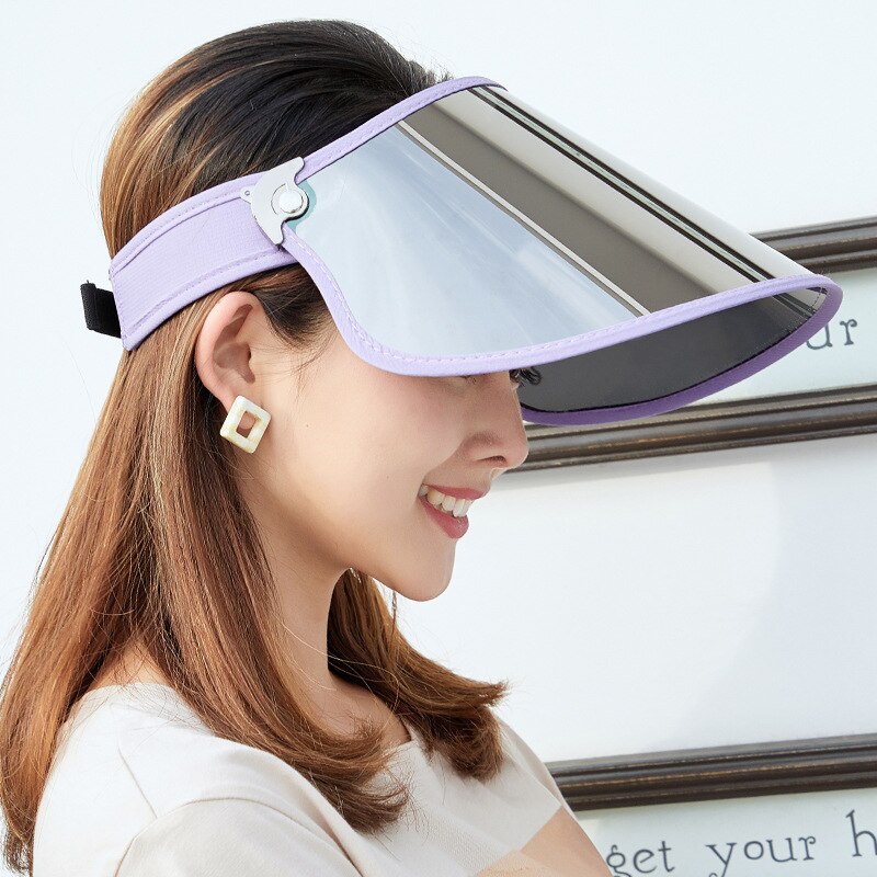Korean Summer Long Eave Sun Cap Men Women Adult Sun Protection Sunscreen Hat Female Outdoor Riding Empty Top Casual Hats H7340: Purple