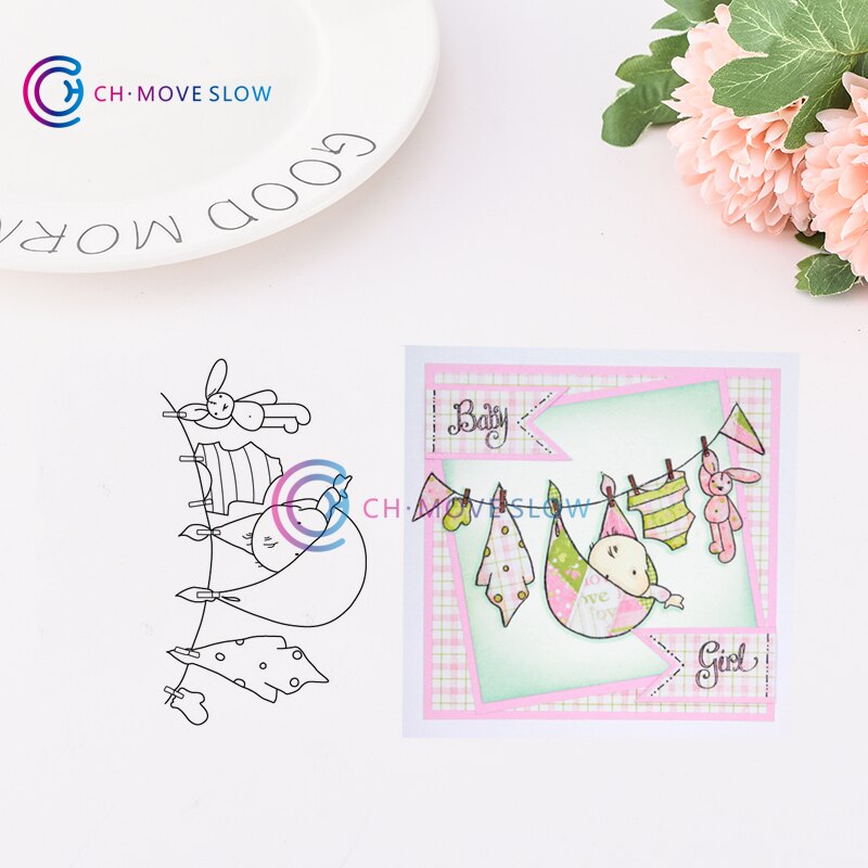 Ch baby sæt frimærker forsegler dig selv scrapbooking albumark klare papirkort frimærker bryllupsdekoration