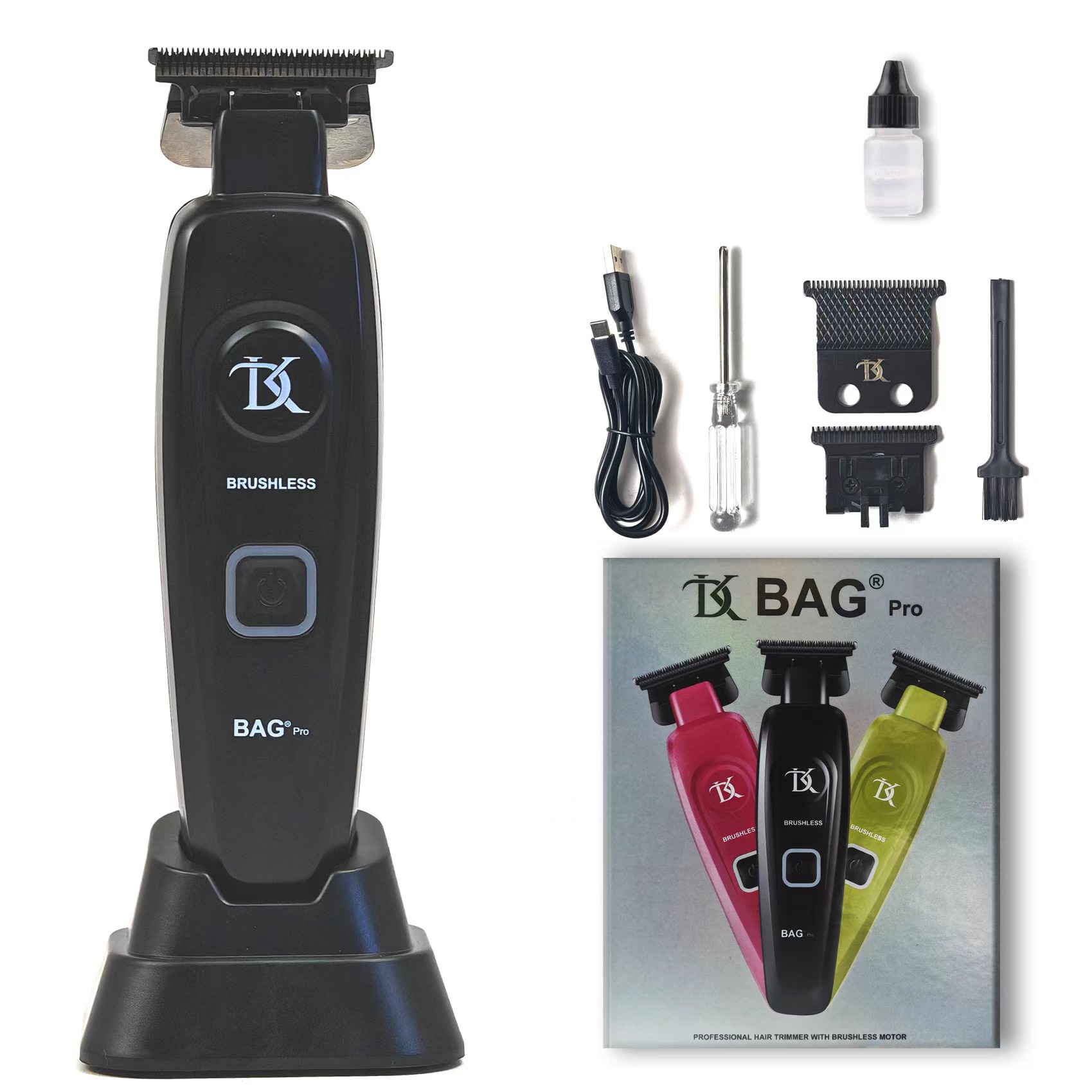 MRD/DKBAG-078 Neue professionelle Haarschneidemaschine für Männer, USB-Aufladung, DLC-Klinge 0, gezahnter Bartschneider, bürstenloser Motor, 7200 U/min: Black
