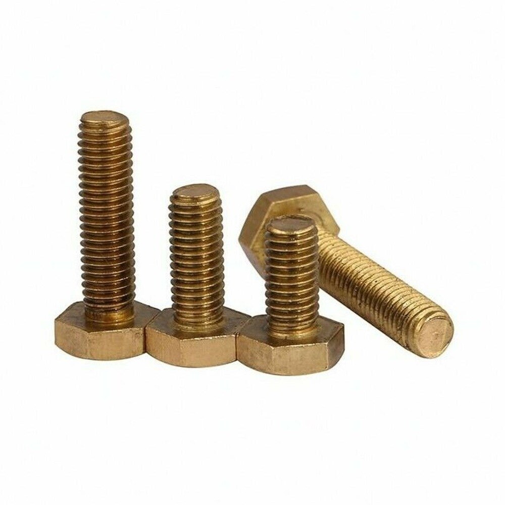 5Pcs M4M5 Massief Messing Hexagon Schroeven/H62 Messing Volledige Discussie Hexagon Bouten