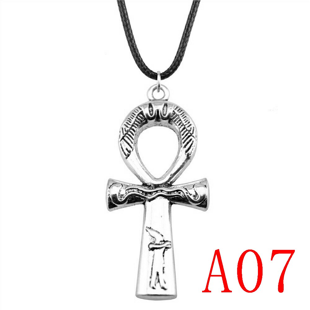 Collana con ciondolo a croce Ankh per gioielli moda donna regalo: 1pcs-A07-43x19mm