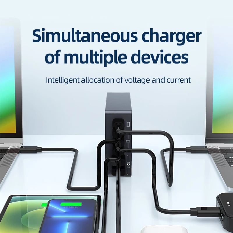 990W GaN Quick Charger 4 USB C 2 USB A Desktop Multi Port Socket Connector Chargers For Laptop Cellphone Tablet PD Fast Charging
