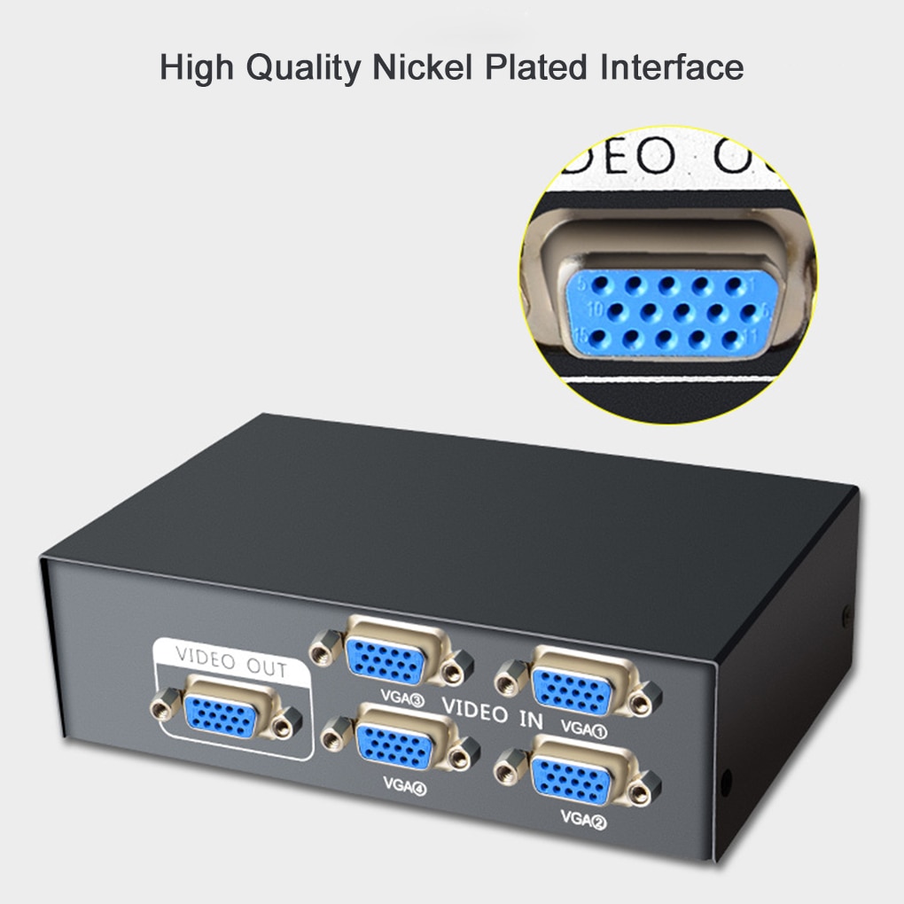 2/4 In 1 Out VGA Signal Switcher Box Computer Laptop Desktop Monitor Video Converter 1080P VGA Switch