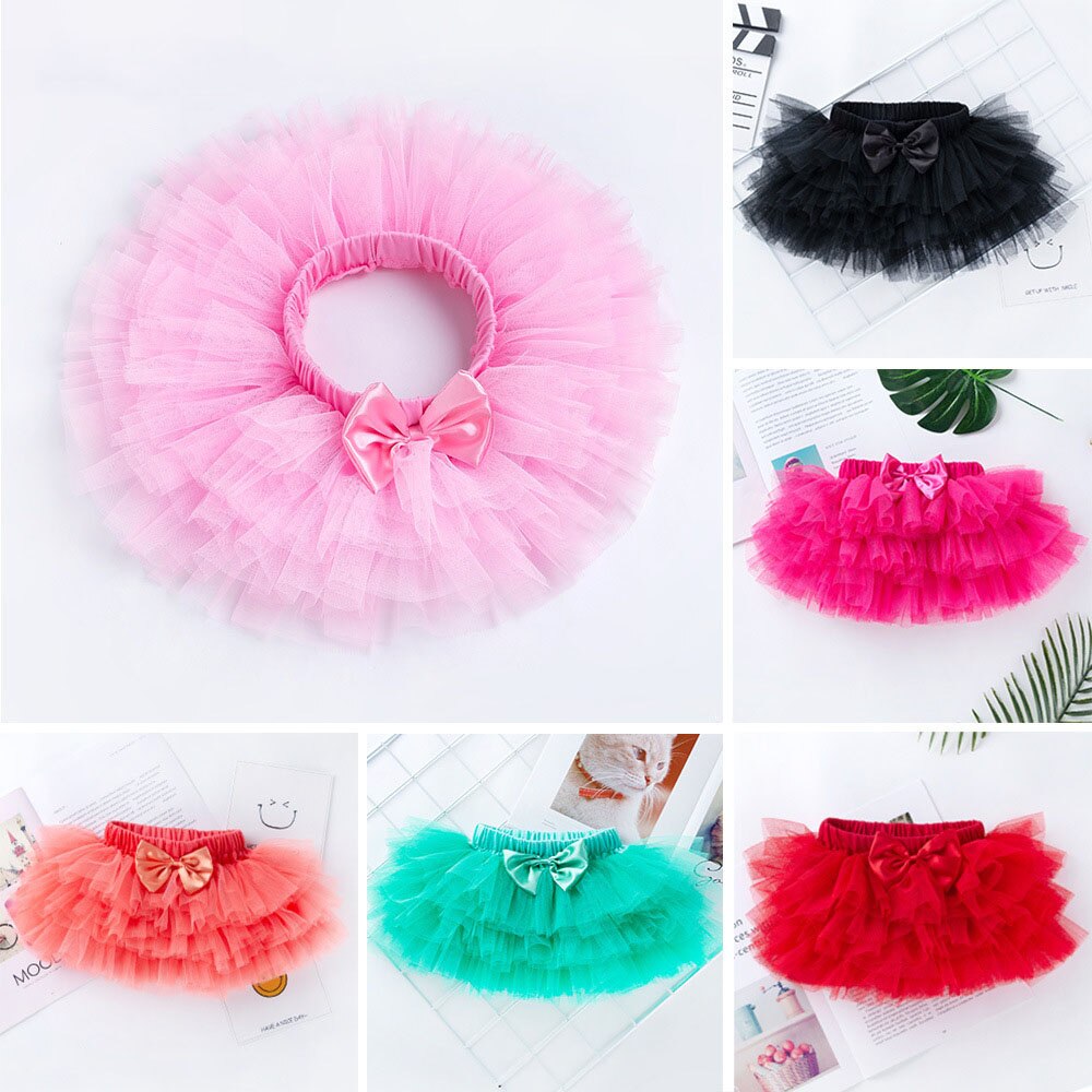 Gonna Tutu per ragazze di moda tinta unita fiocco soffici strati di torta gonne da balletto principessa matrimonio per bambini festa di compleanno gonne da ballo regalo