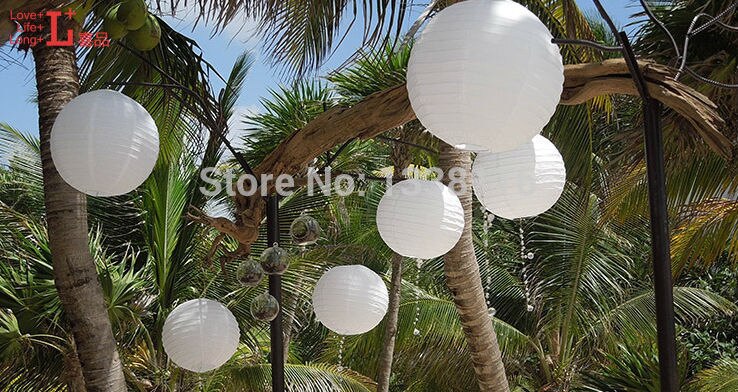 10 stk / parti 16 tommer (40cm)  kinesiske runde hvide papir lanterne lamper til bryllupsfest boligindretning lanterne bold festartikler