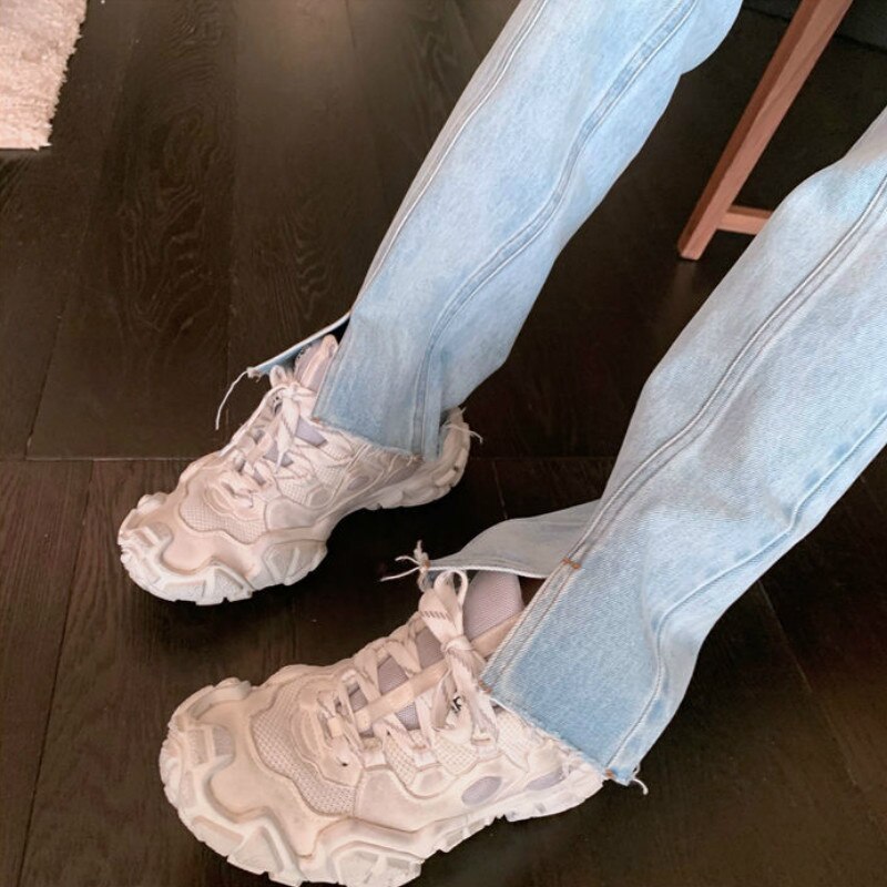 Jean taille haute pour Femme, coupe droite, Slim, Chic, va avec tout, pantalon pour Femme, collège, quotidien, adolescent, décontracté, Denim