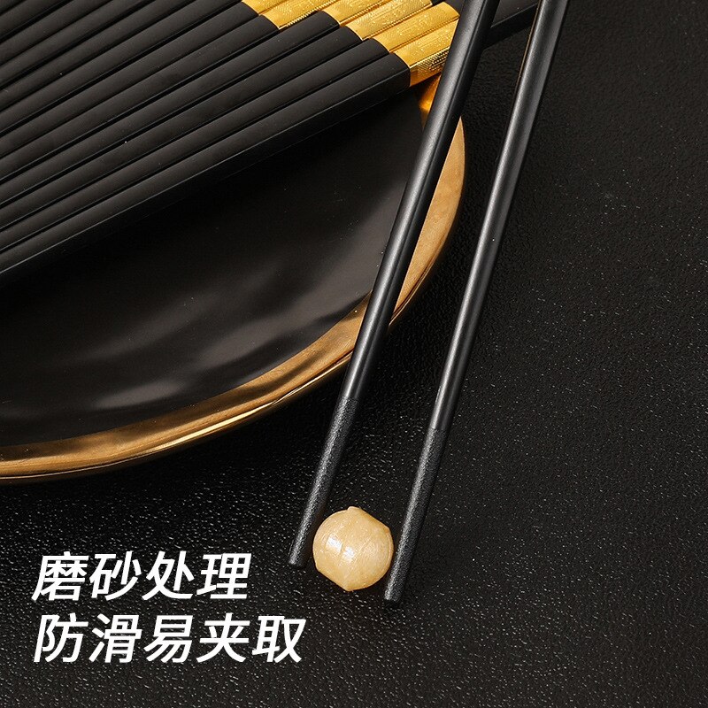 10 Pair Chinese style chopsticks tableware food stick alloy Catering utensils sushi sticks Non-slip Household Kitchen Utensils