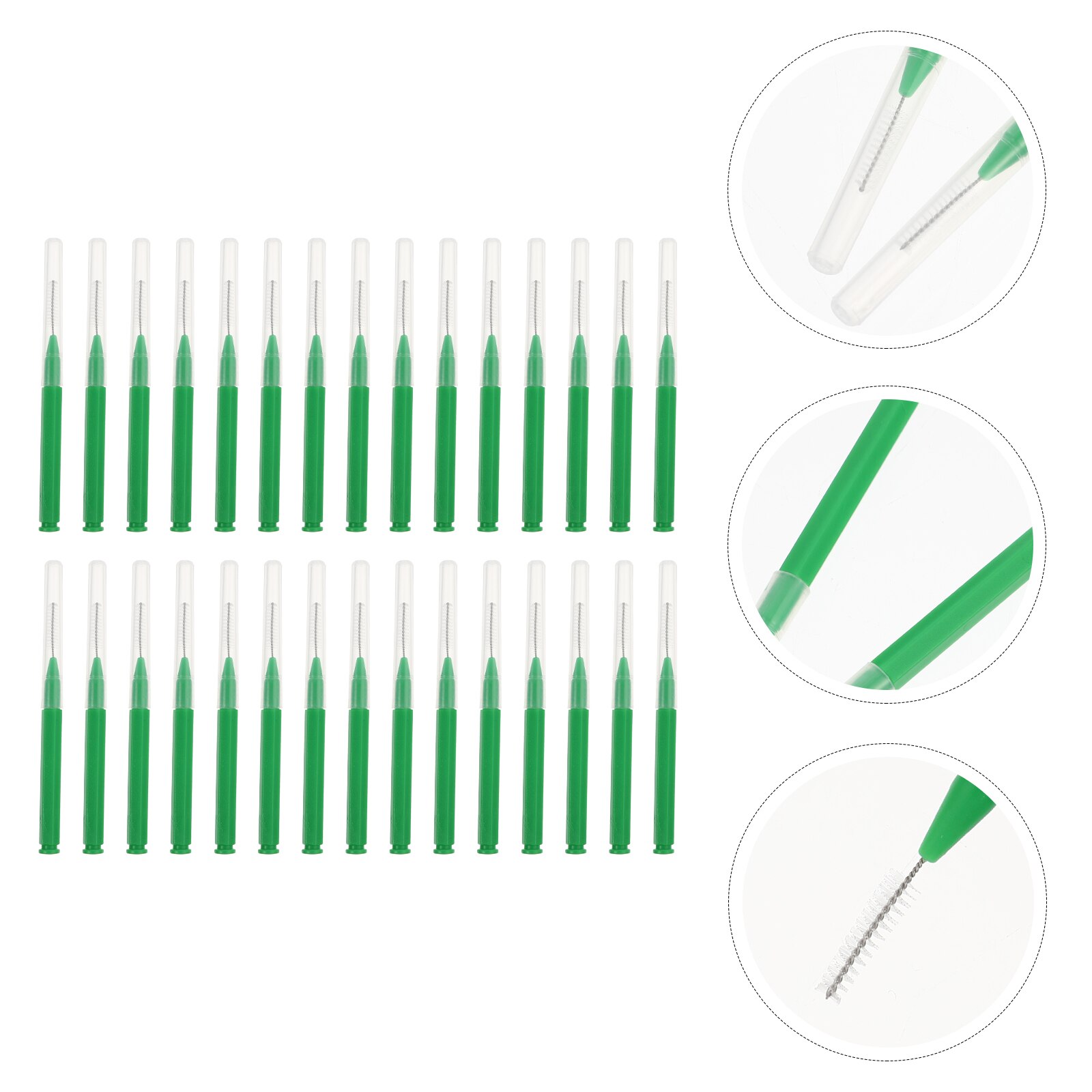 30pcs Tooth Floss Brush Safe Interdental Brush Oral Care Tool Teeth Pick for Men: Light Green