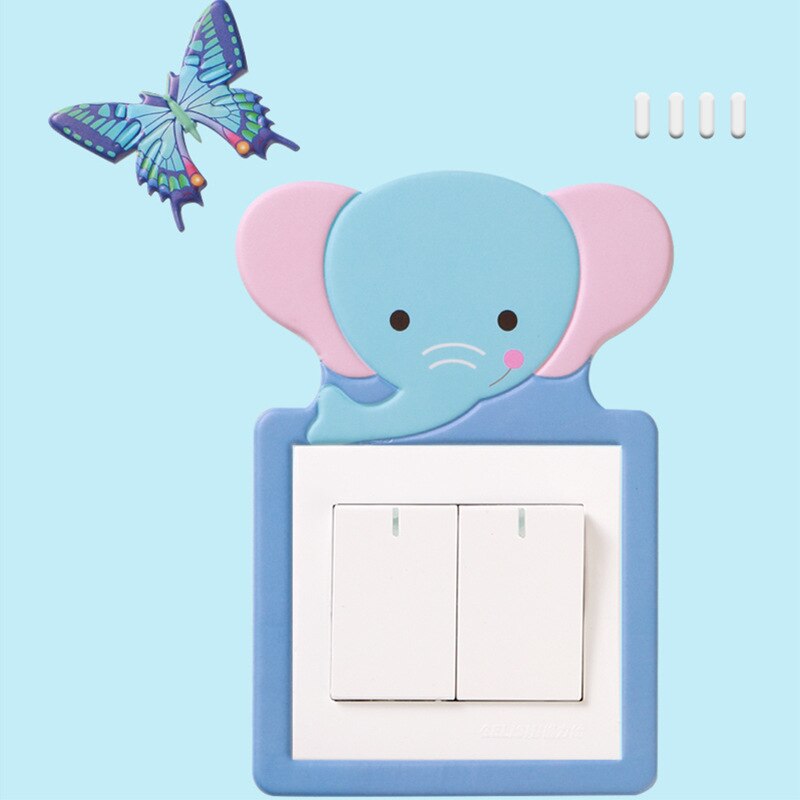 Leuke Animal Cover Cartoon Room Decor 3D Muur Siliconen Aan-uit Schakelaar Lichtgevende Lichtschakelaar Outlet Muur Sticker