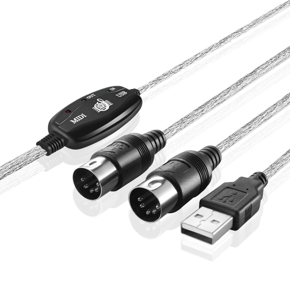 6FT USB to MIDI Cable Converter 2 in 1 PC to Synthesizer Music Studio Keyboard Interface Wire Plug Controller Adapter Cord 16 Ch: Default Title