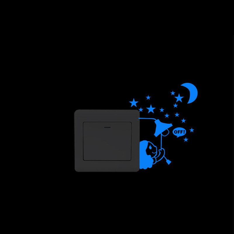 Suchme 2pcs/lot Blue Luminous Light Switch Decals Adorbale Cat Pet Animal Wall Stickers Kids Bedroom Decoration Art Mural Paste