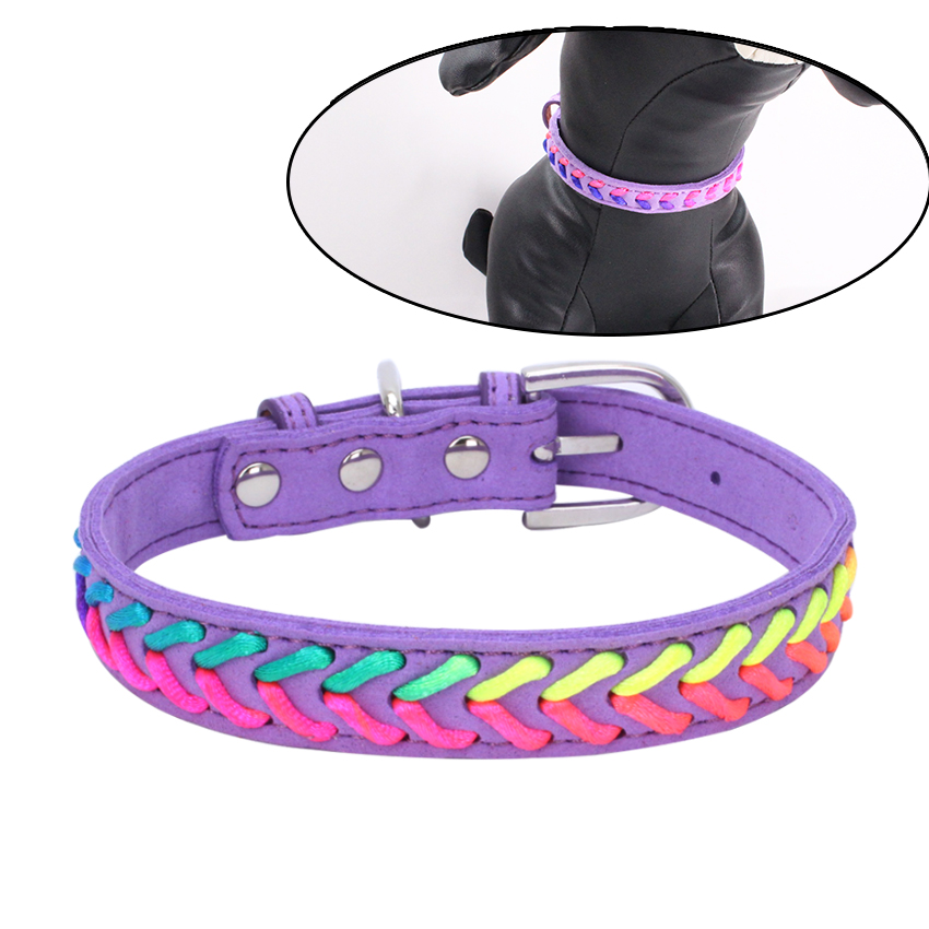 Braided Dog Collars Soft Suede for Small Medium Dog Pet Puppy Chihuahua