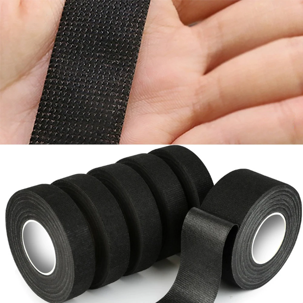 Electrical Tape Heat Resistant Wire Harness Bundle Insulation Auto Wiring Fabric Cloth Wrap Black Waterproof Cable Adhesive Tape