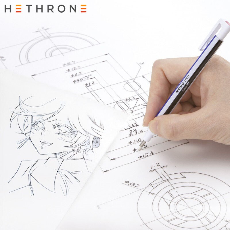 Gomme à effacer de peinture douce hetrône plat/pointe en caoutchouc Super Fine Type de stylo gomme à crayon de haute précision professionnelle pour Manga Highligh