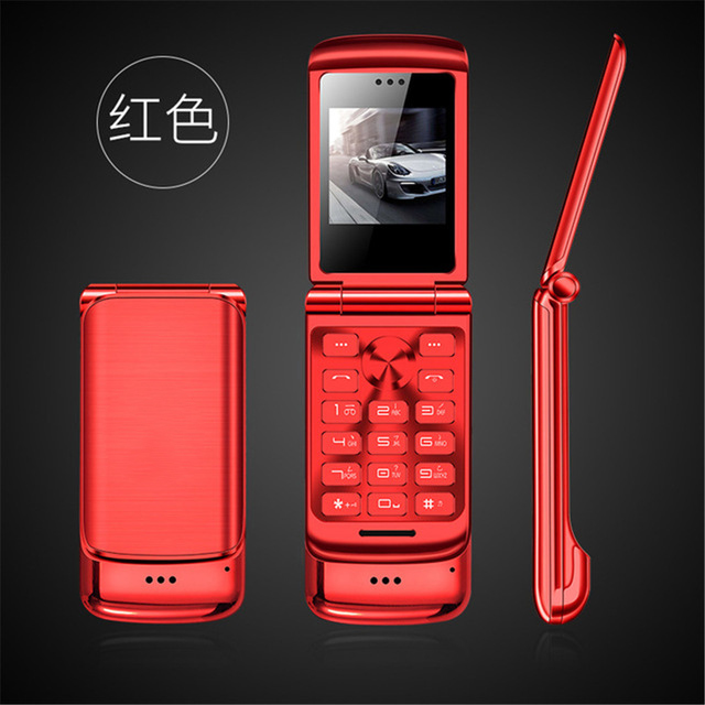 Original Ulcool V9 Flip de lujo de teléfono 1,54 "Dual Sim Cámara MP3 FM Bluetooth Dialer Anti-perdido cuerpo de Metal Mini teléfono móvil: Ulcool V9 With 4GB / Red