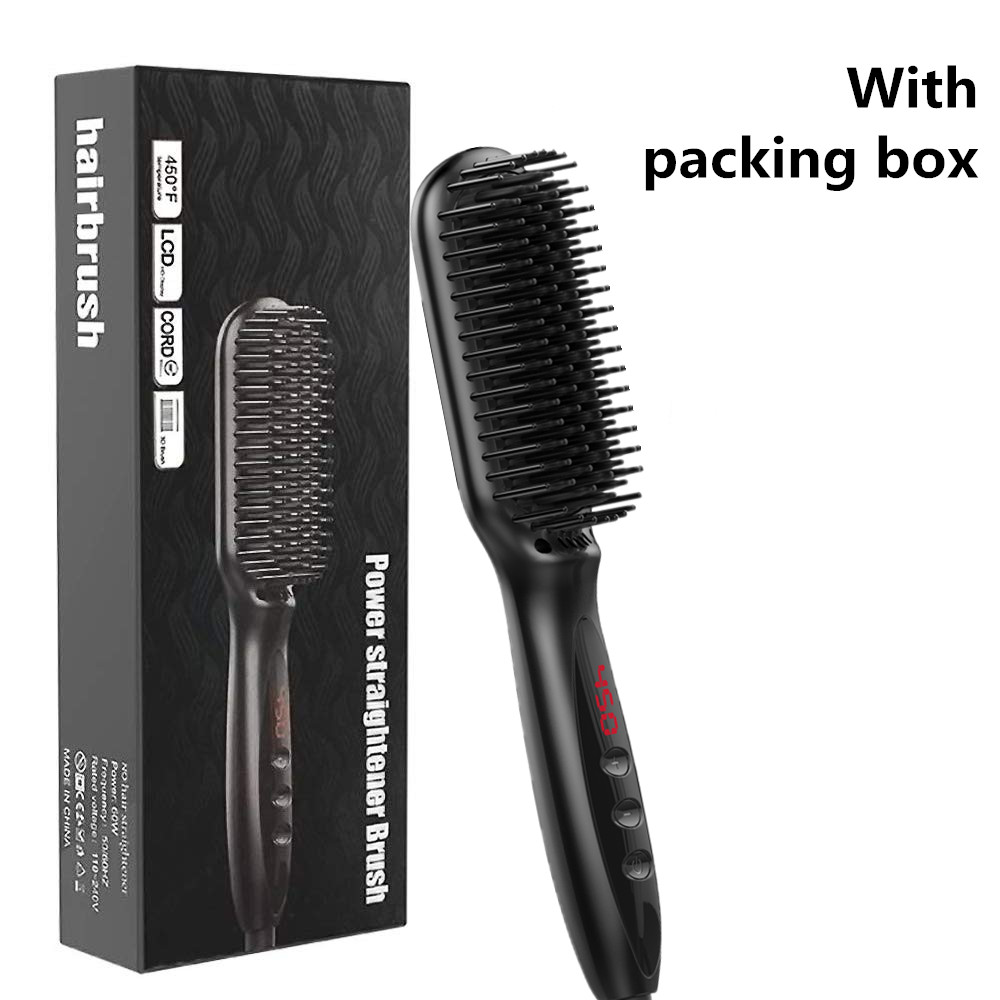 Cepillo eléctrico para alisar la barba, cepillo para alisar el cabello corto y largo: black with box / Reino Unido