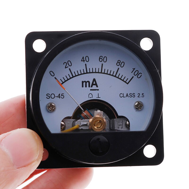 1pc Ammeter SO-45 Class 2.5 Accuracy DC 0-100mA Round Analog Panel Meter Black