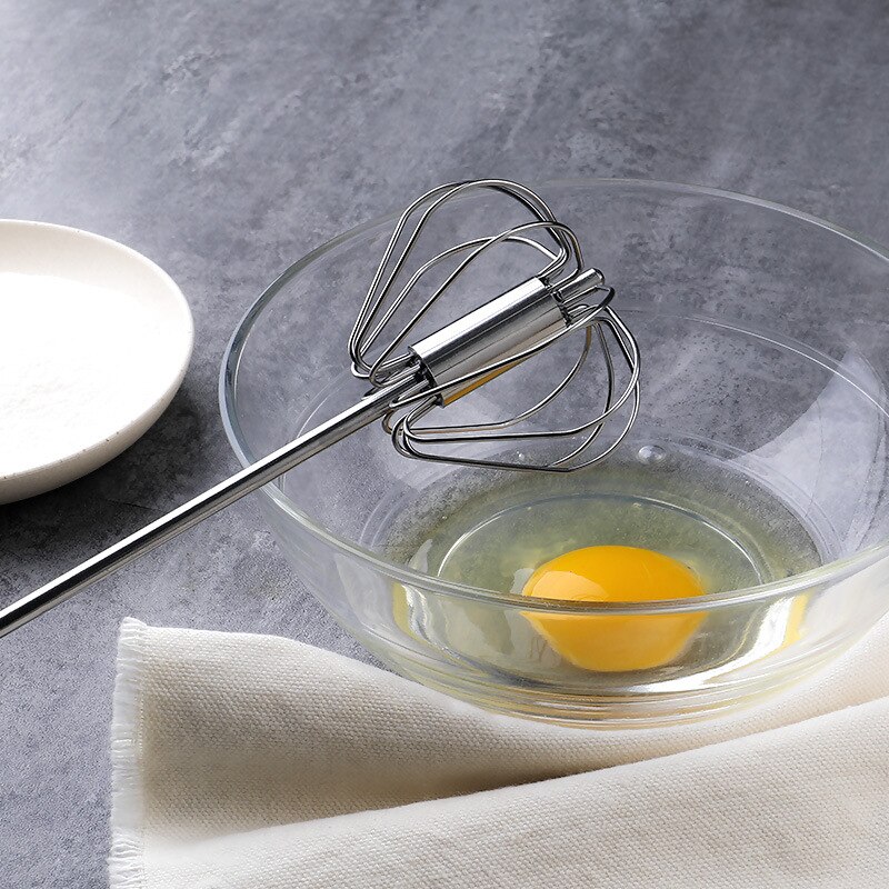 Rvs Hand Druk Roterende Semi-Automatische Mixer Koffie Melk Mengen Eierklopper Handheld Mixer Keuken Koken Gereedschap