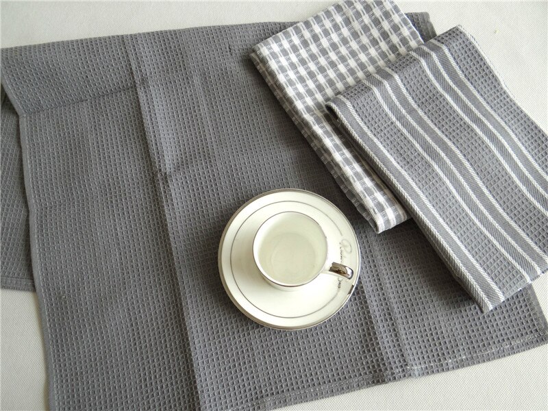 Fulllove 45*65cm 3 stk / sæt bomuld køkkenhåndklæder til rengøring fad plaidmåtter stribet håndklæde klud bordserviet hjem tekstil: 02