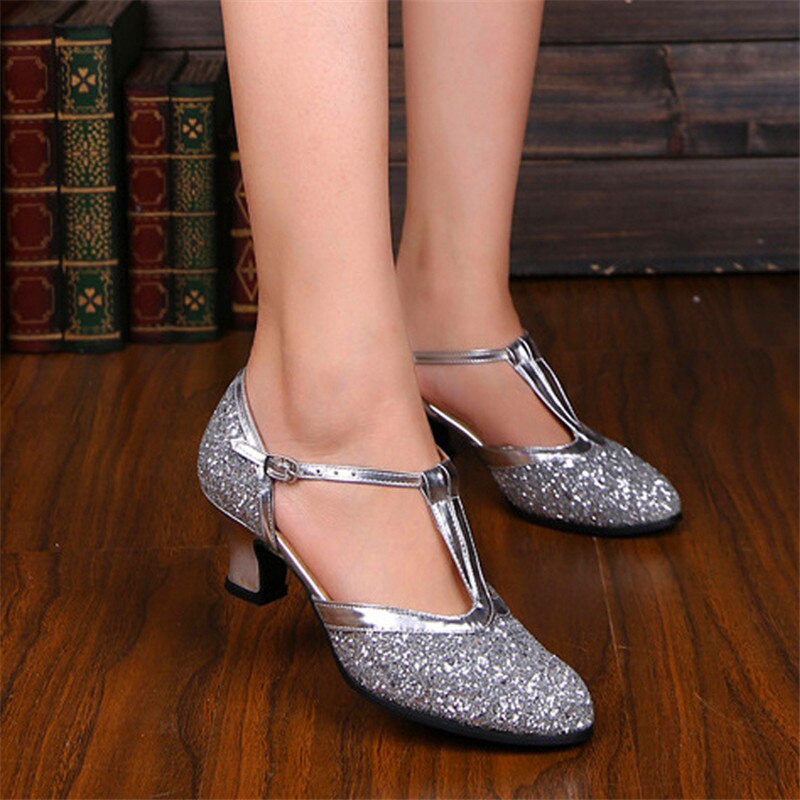 Kvinna gyllene silver skor kvinnor höga klackar för latin dans och ballroom jazz dans skor för kvinnliga zapatos plateados mujer